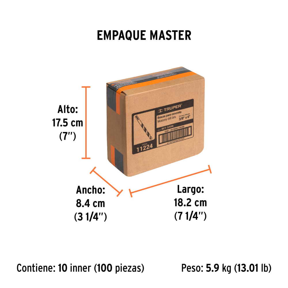 Broca para concreto de 3/8 x 6" - Imagen 4
