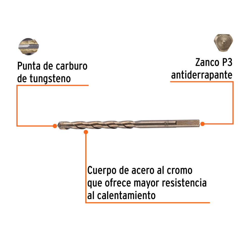 Broca para concreto de 3/8 x 6" - Imagen 5